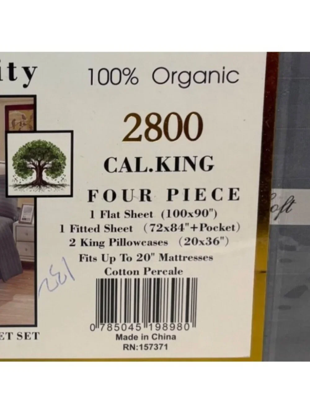 Hotel Quality 2800 Series 4-pc California King Sheet Set Extra Deep Pocket Gray